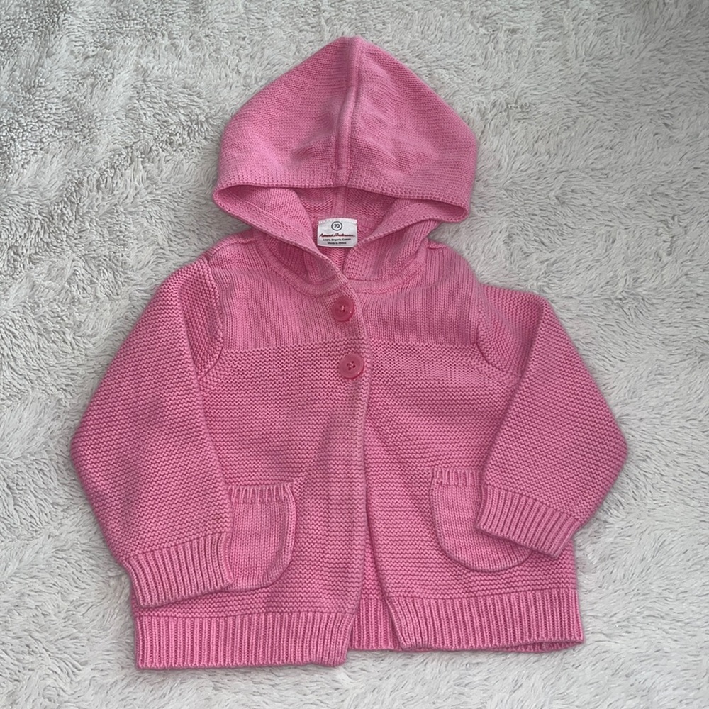 Hanna Anderson pink knit sweater/ cardigan 100% organic cotton